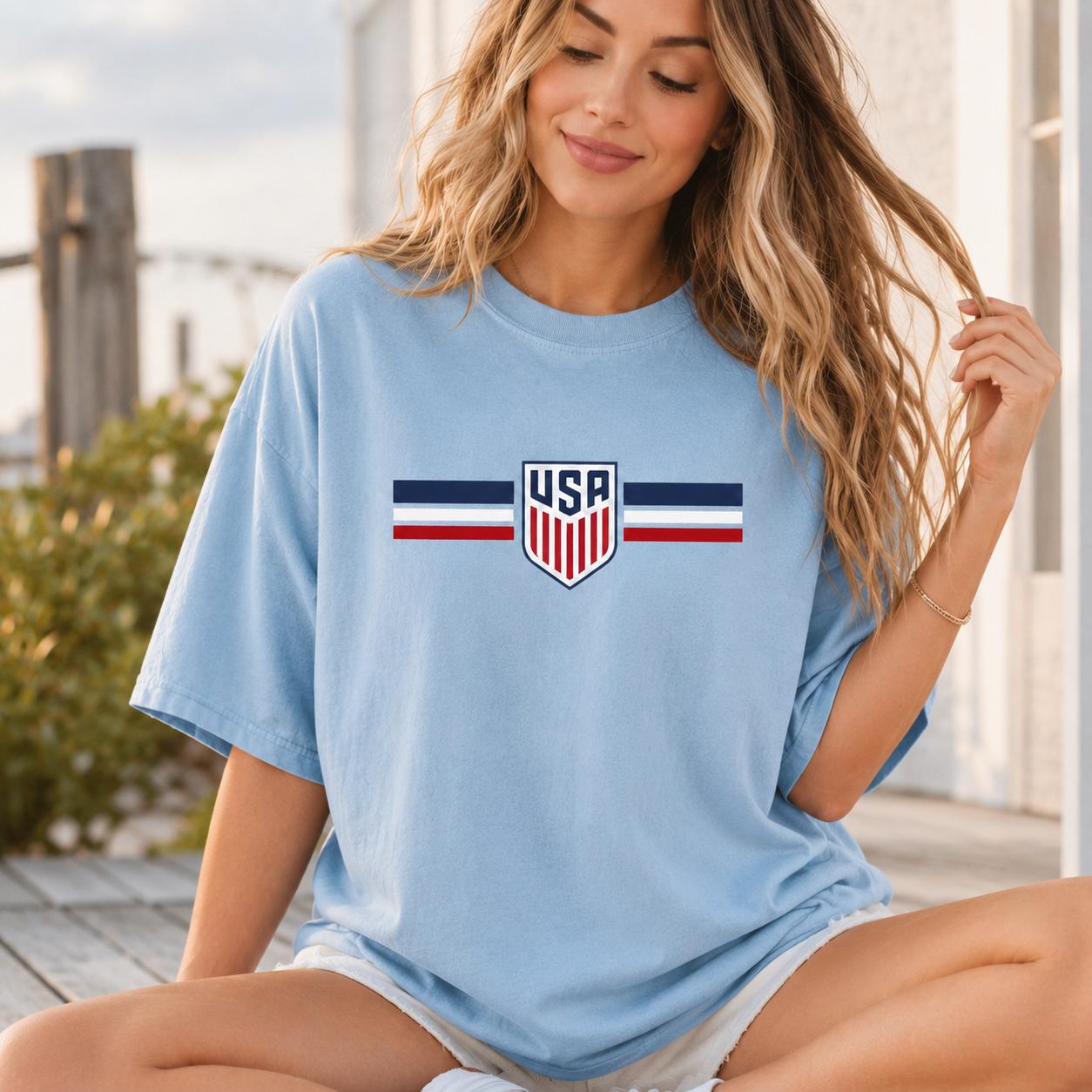 USA Soccer Fan Tee, Comfort Colors Patriotic Game Day Shirt