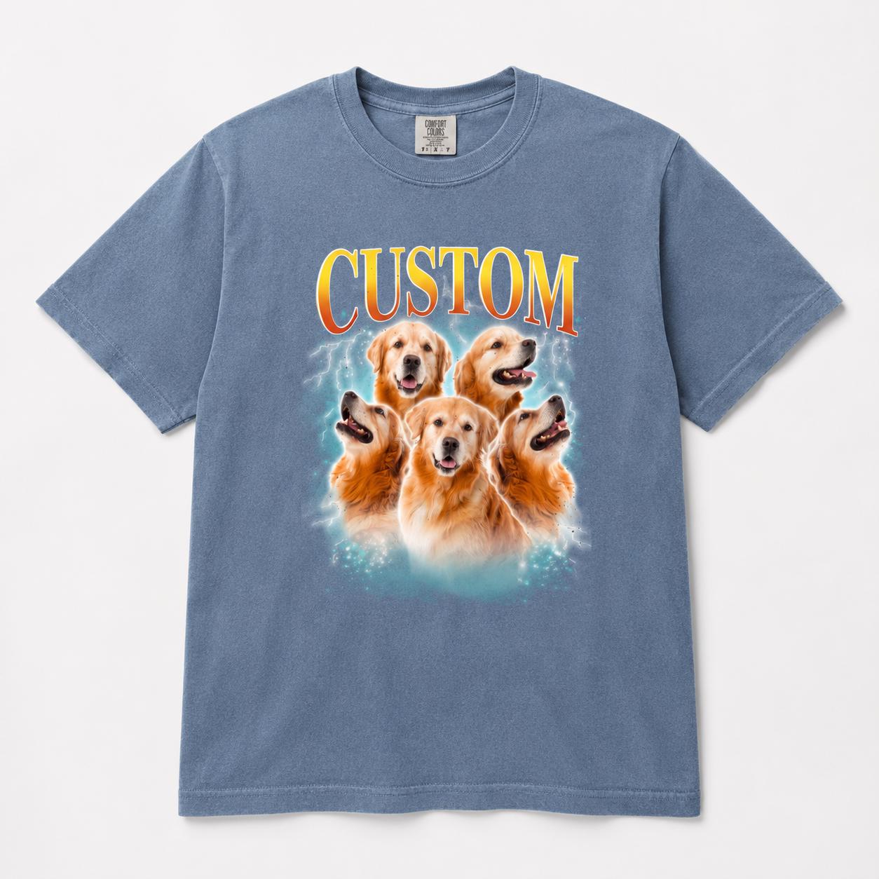 Custom Golden Retriever Portrait Shirt, Personalized Pet Tee, Comfort Colors Dog Mom Gift