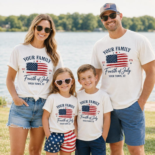 Custom Family USA Flag Shirt, Fourth of July Patriotic Tee, Summer Matching Outfits