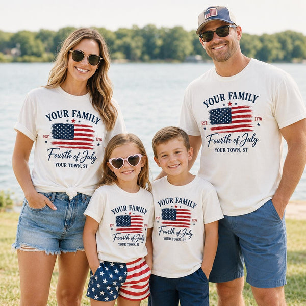 Custom Family USA Flag Shirt, Fourth of July Patriotic Tee, Summer Matching Outfits