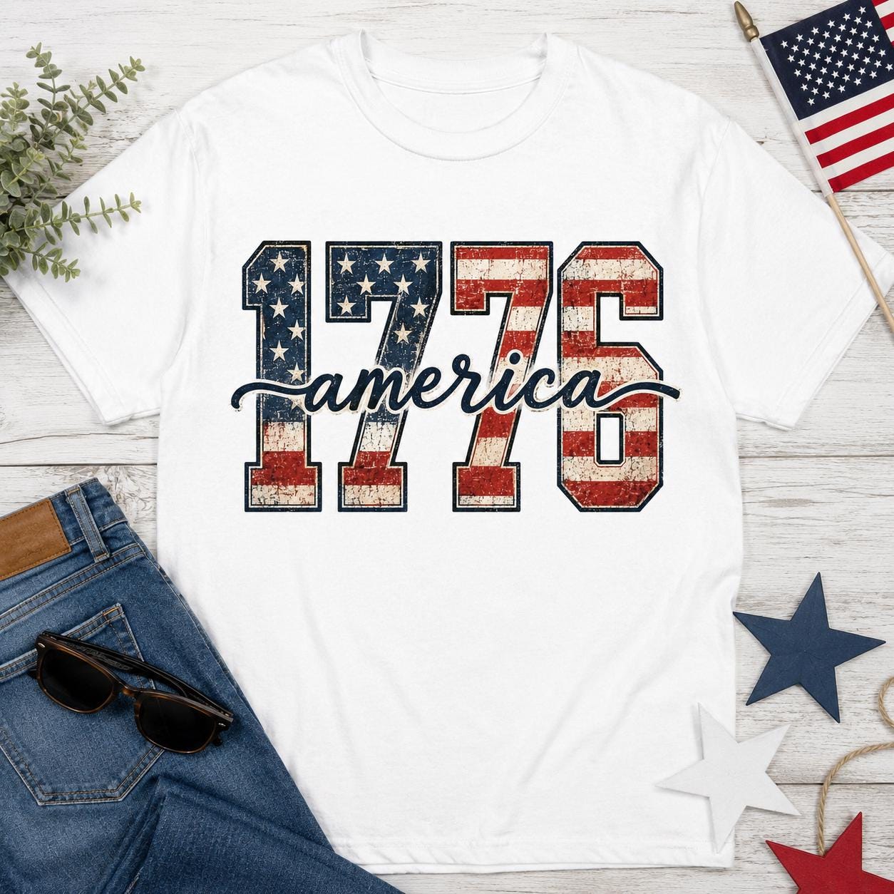 Comfort Colors 1776 America T-Shirt, Patriotic USA Summer Tee