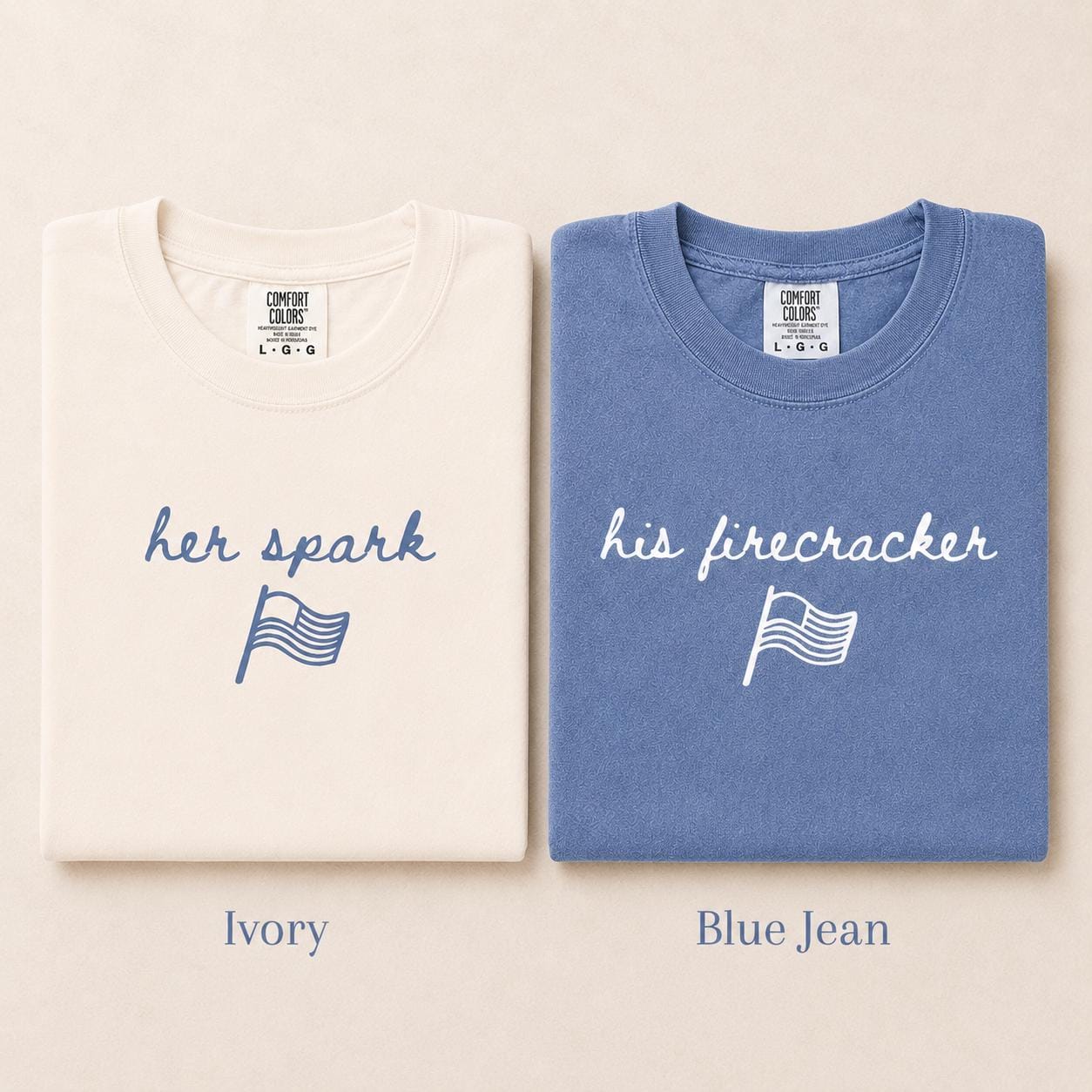 Comfort Colors USA Flag Couple Shirts, Patriotic 4th of July T-Shirts