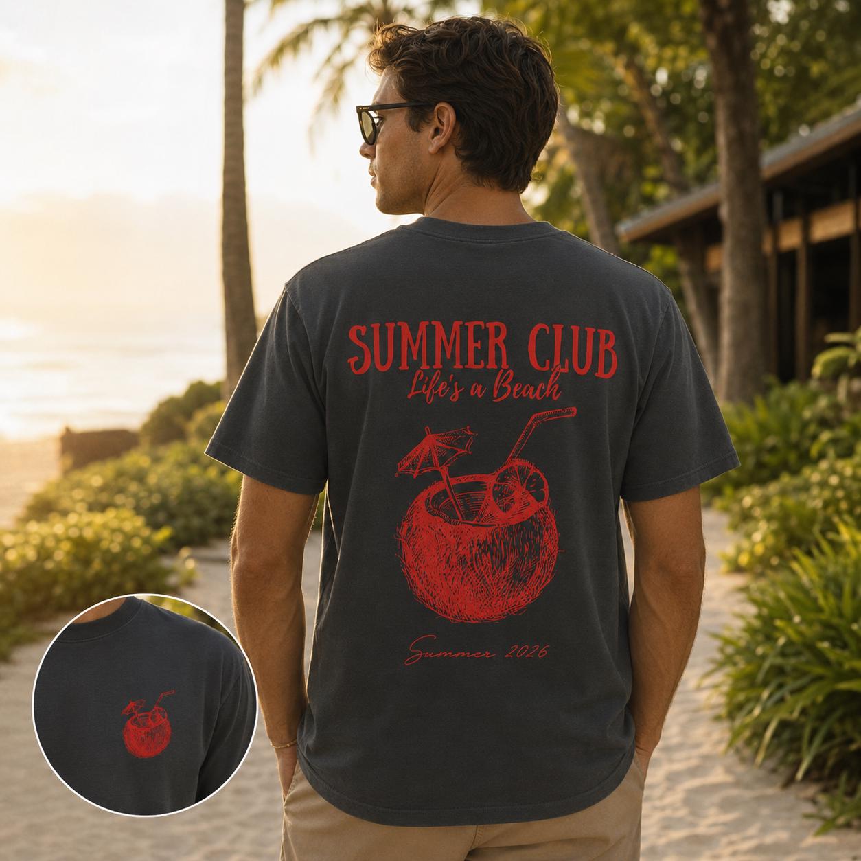 Summer Club Shirt, Comfort Colors Beach T-Shirt, Life’s a Beach Coconut Drink Tee, Sweatshirt, Hoodie