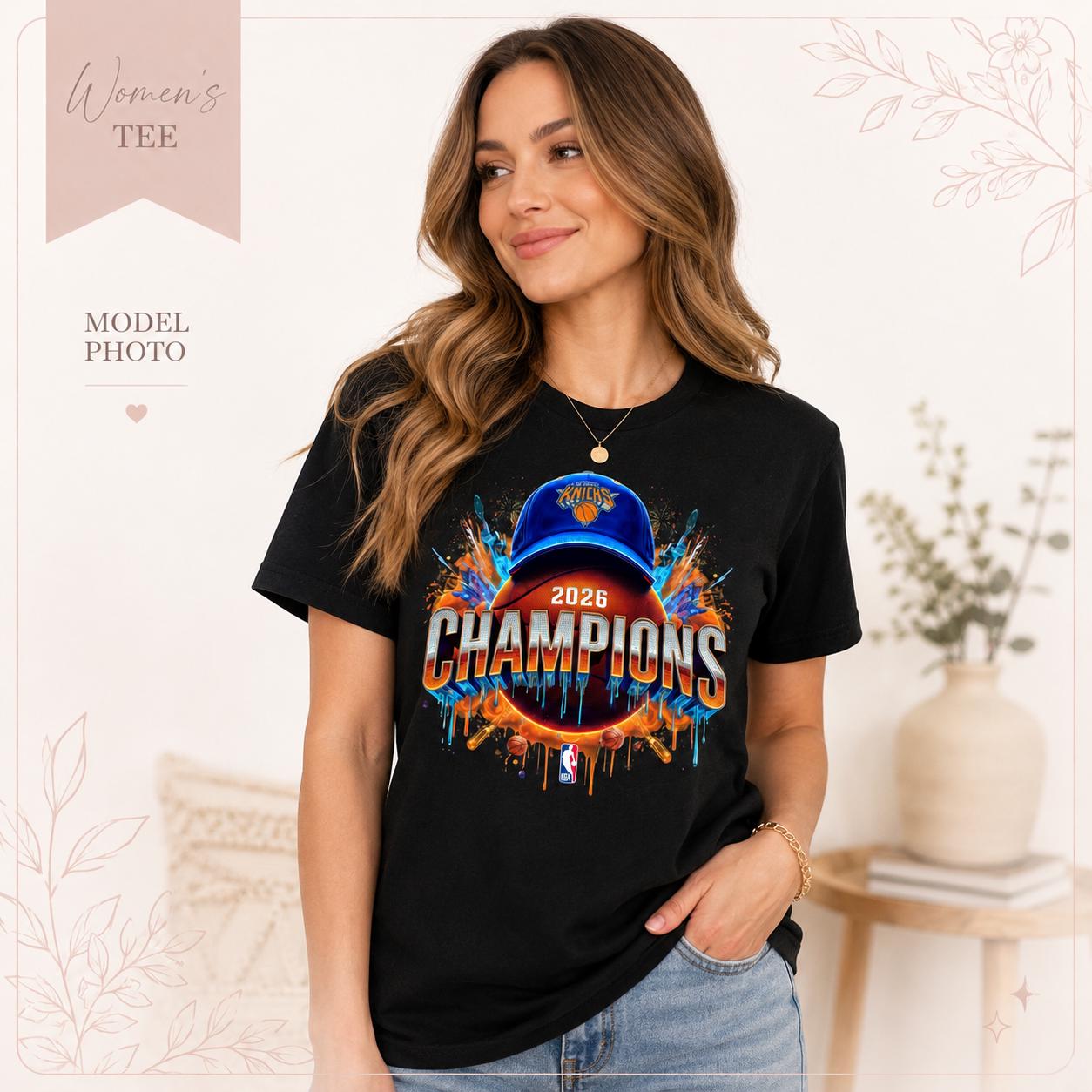 New York Knicks 2026 Champions Basketball T-Shirt, NBA Fan Apparel