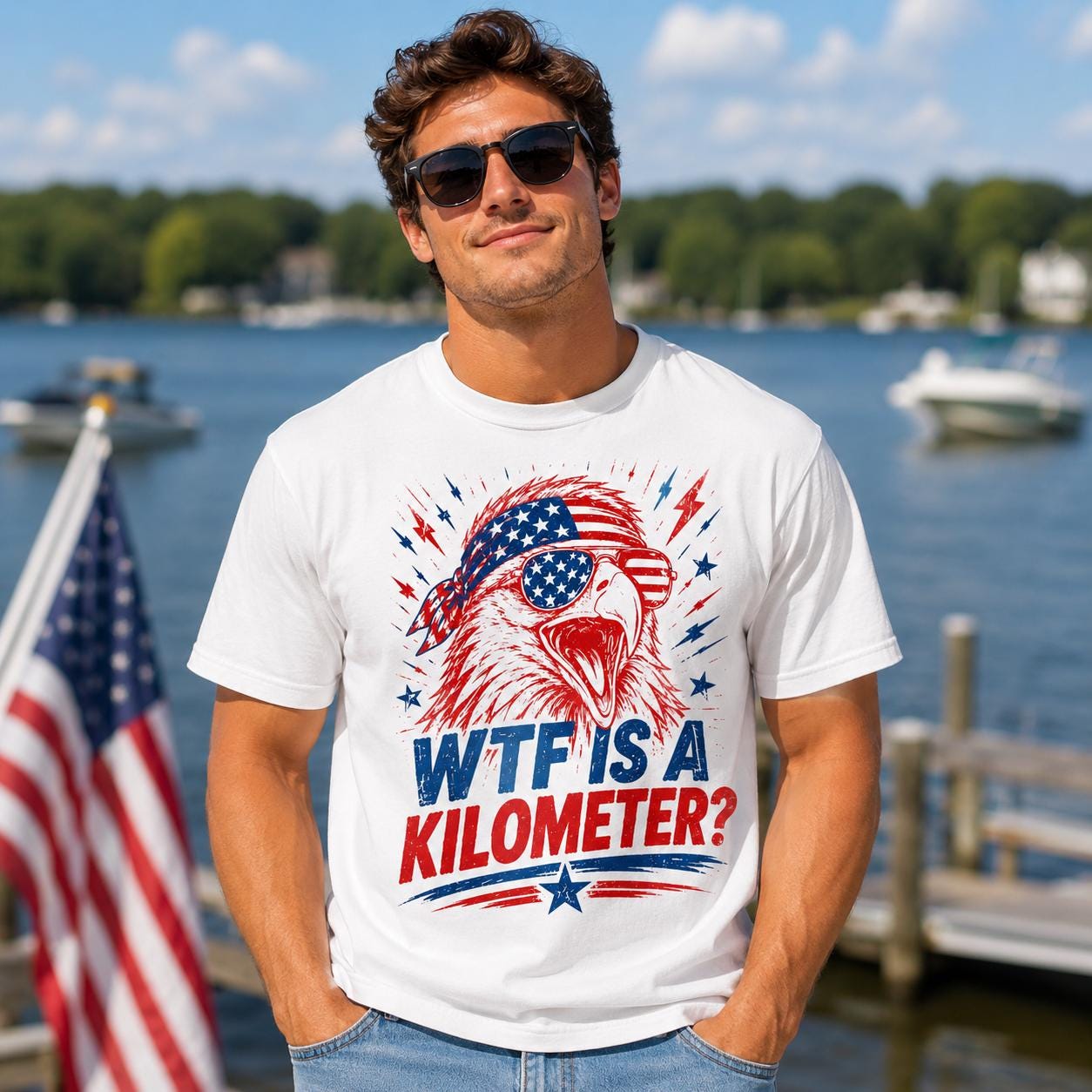 Patriotic Eagle WTF Is A Kilometer Shirt, Comfort Colors USA Graphic Tee