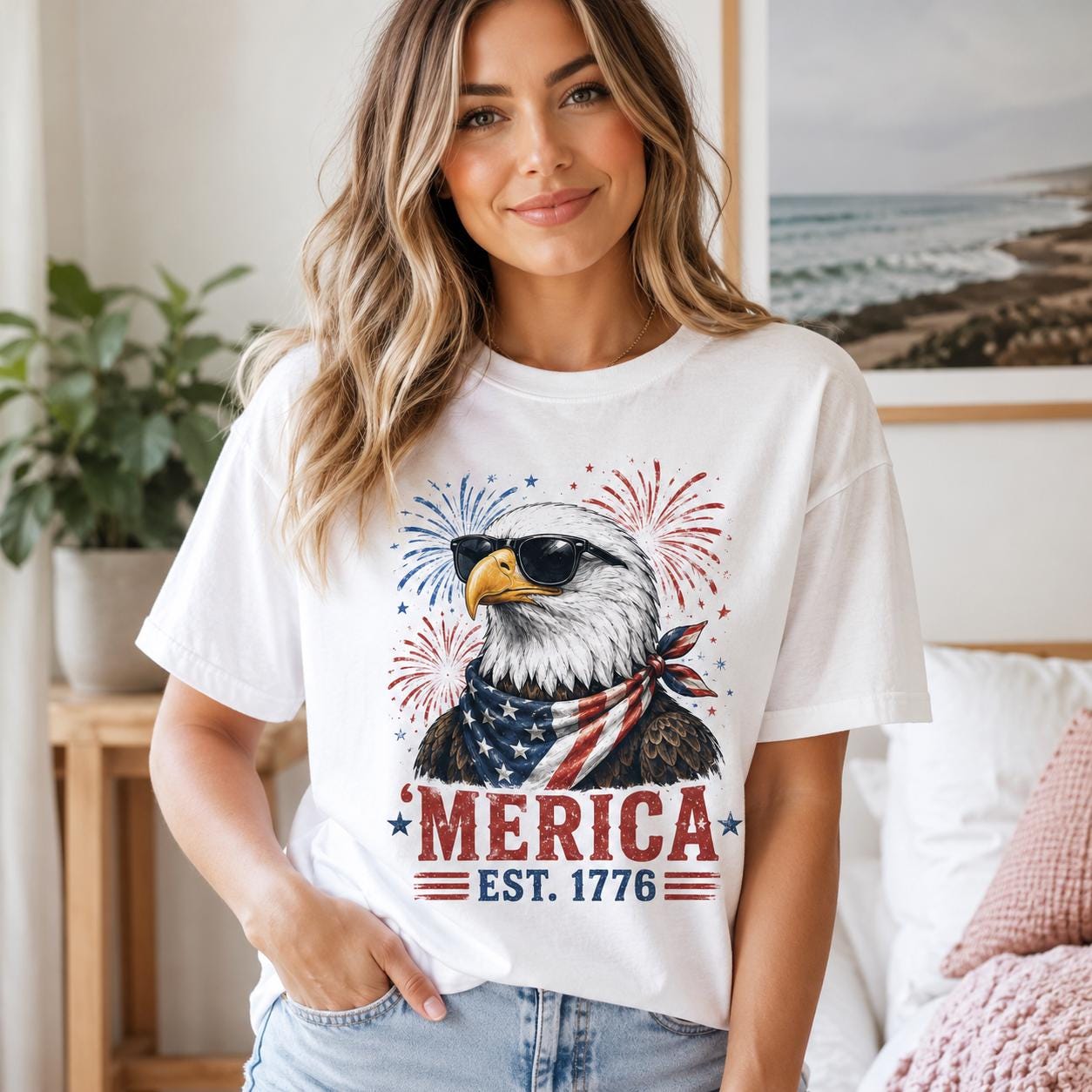 Feral Free Eagle Shirt, Comfort Colors Patriotic Tee, Independence Day EST 1776