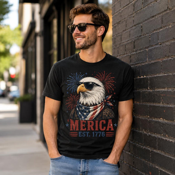 Feral Free Eagle Shirt, Comfort Colors Patriotic Tee, Independence Day EST 1776