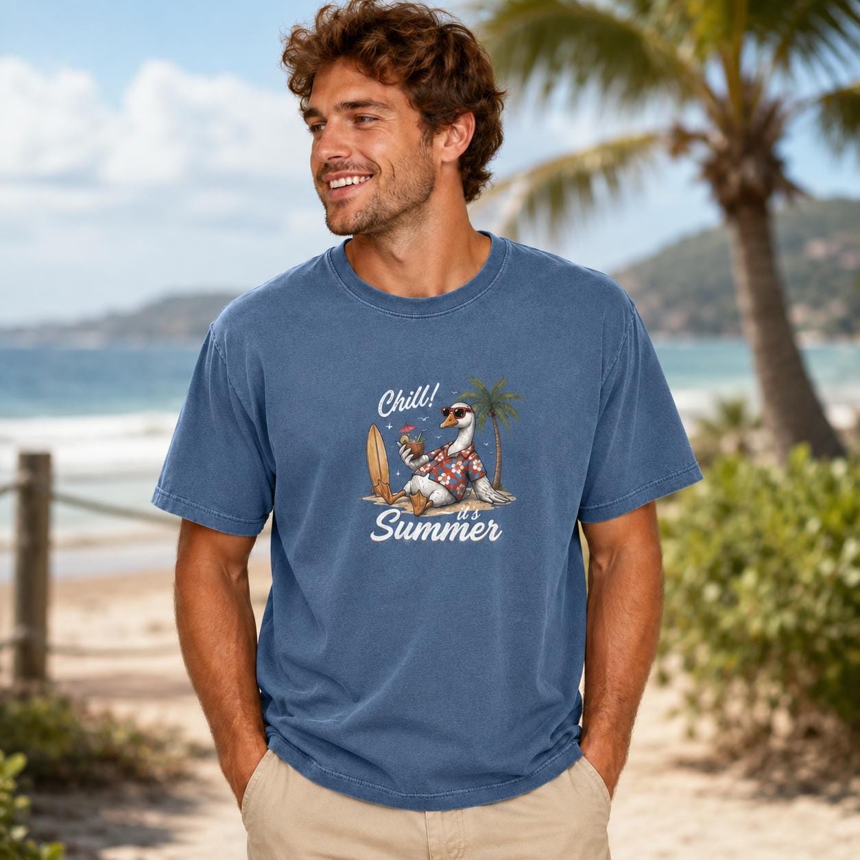 Chill Summer Goose Beach Shirt, Relaxed Vacation Comfort Colors Tee