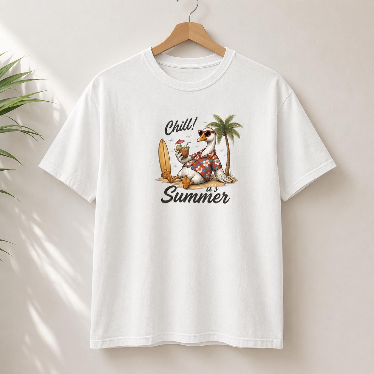 Chill Summer Goose Beach Shirt, Relaxed Vacation Comfort Colors Tee