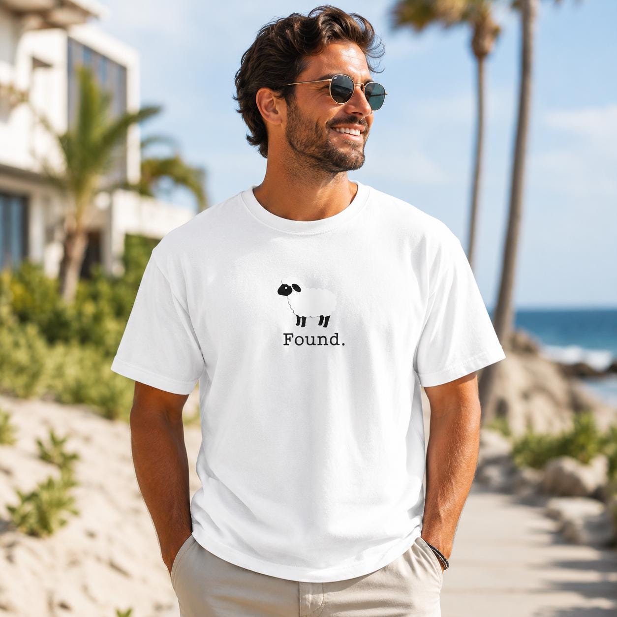 Found Sheep Shirt, Psalm 23 Lamb Tee, Minimalist Farm Animal Faith Shirt