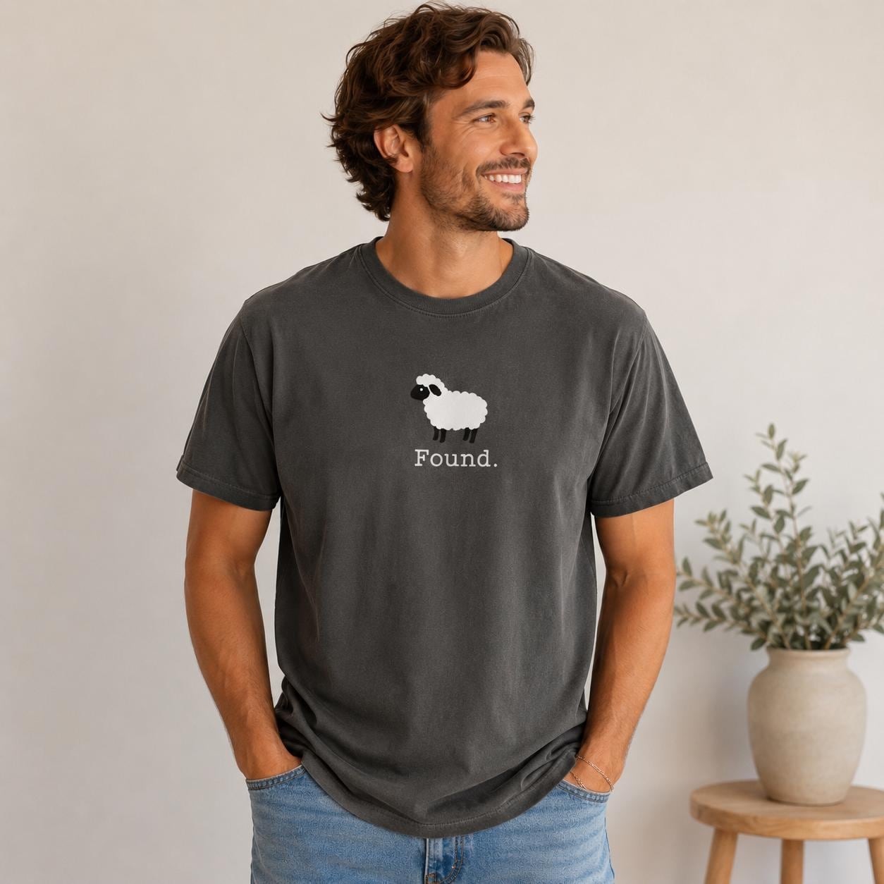 Found Sheep Shirt, Psalm 23 Lamb Tee, Minimalist Farm Animal Faith Shirt