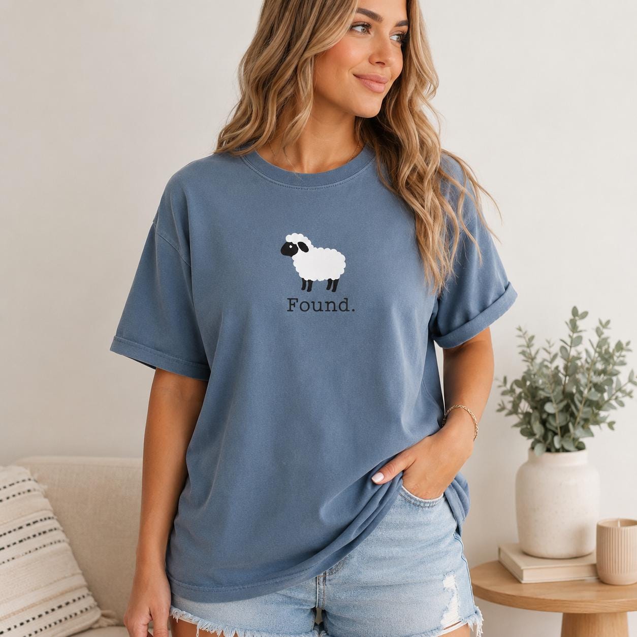 Found Sheep Shirt, Psalm 23 Lamb Tee, Minimalist Farm Animal Faith Shirt