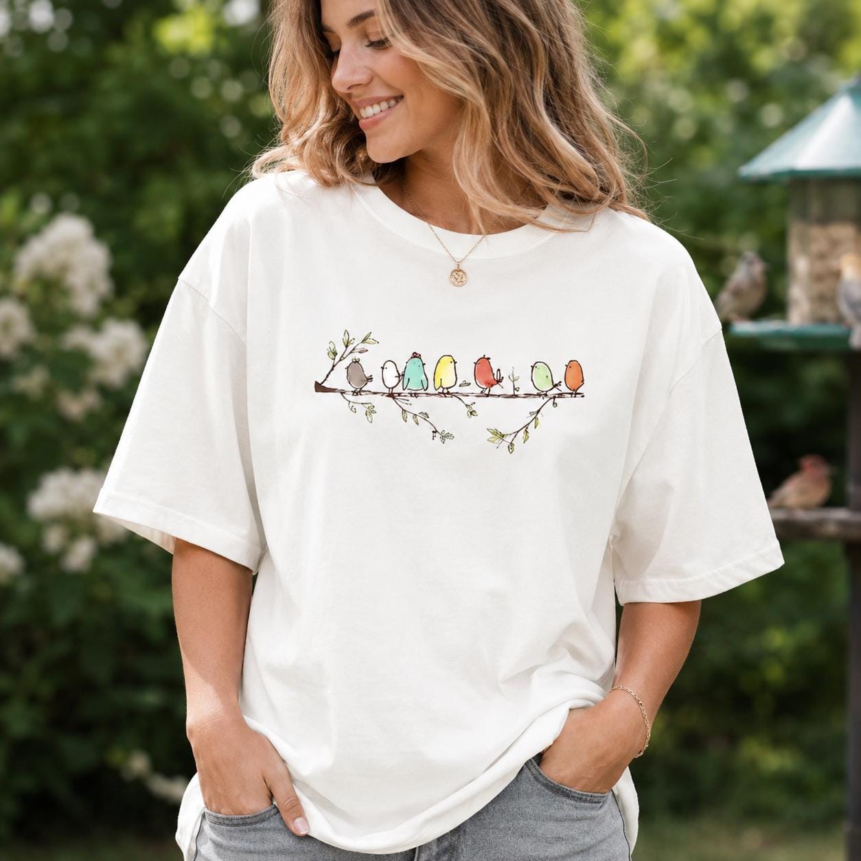 Comfort Colors Birdwatching Shirt, Birds on Branch Tee, Bird Lover Gift, Backyard Birder Apparel