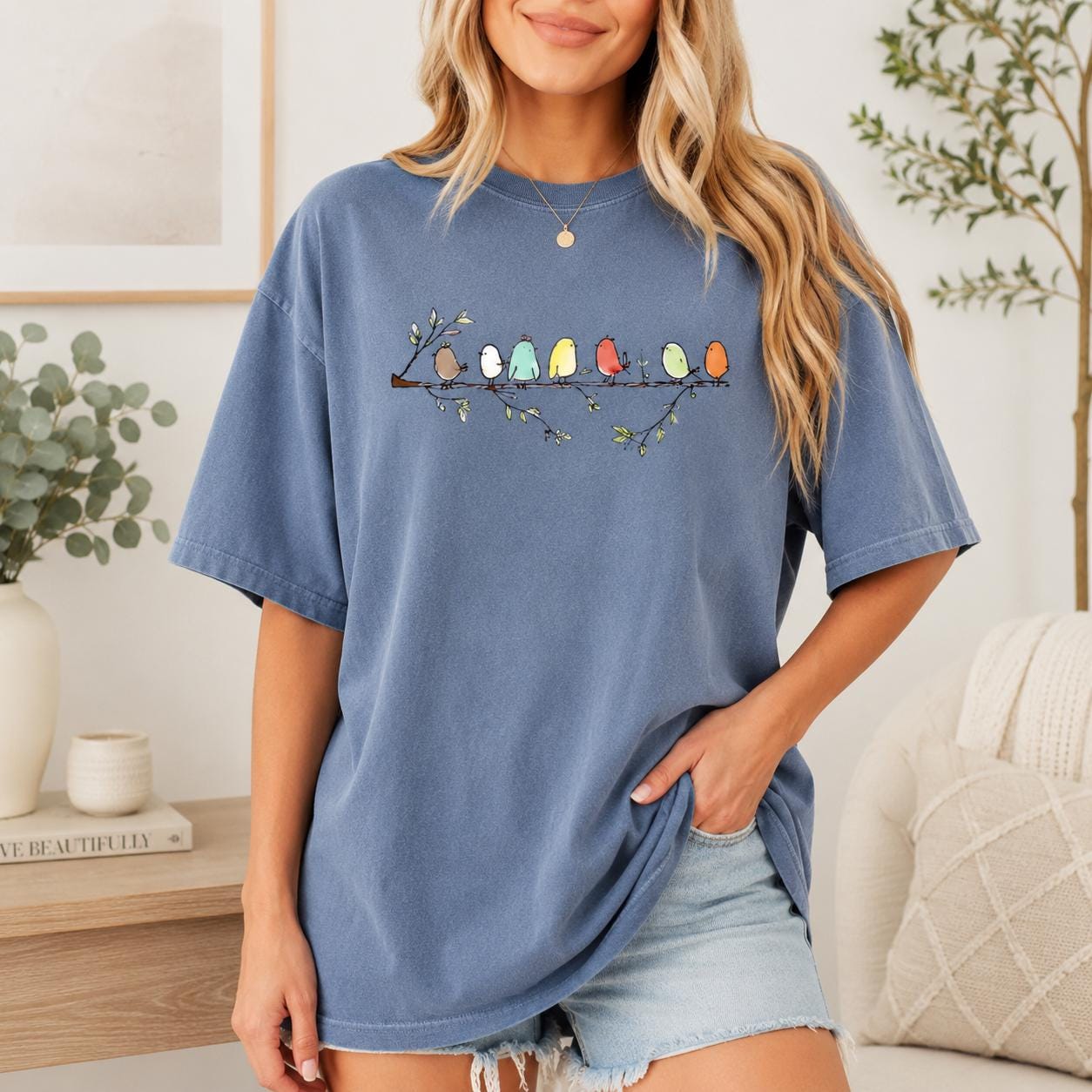 Comfort Colors Birdwatching Shirt, Birds on Branch Tee, Bird Lover Gift, Backyard Birder Apparel