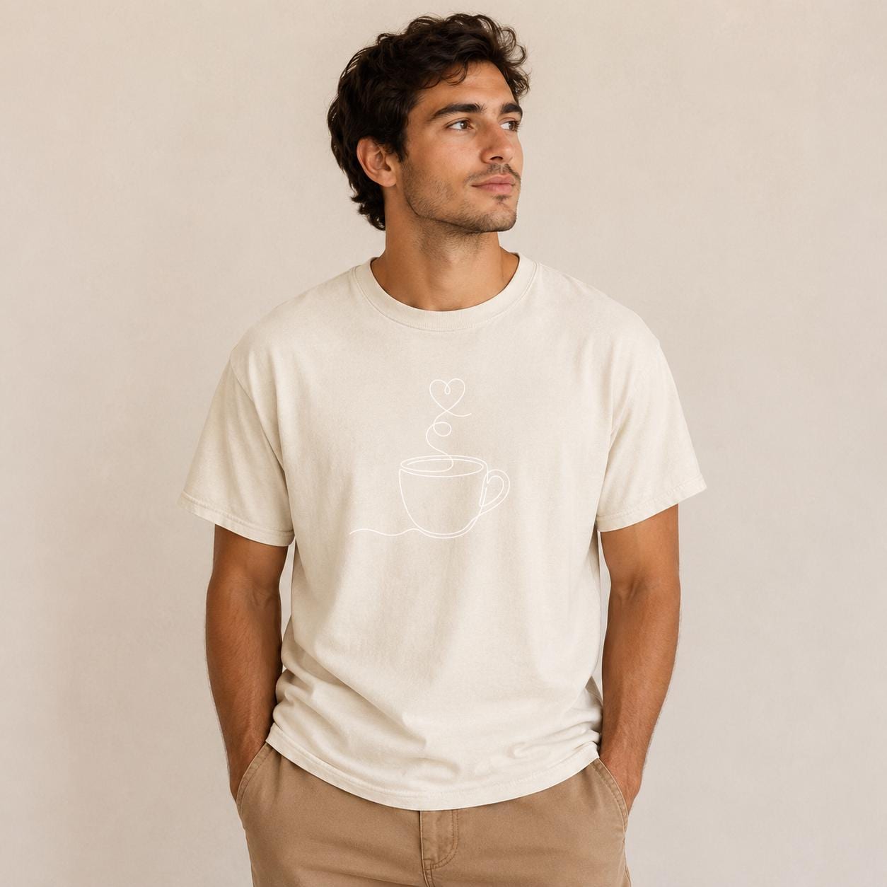 Minimalist Celestial Coffee Shirt, Single Line Art Latte Tee, Comfort Colors 1717