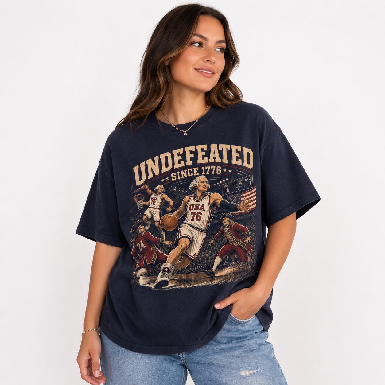 Undefeated Since 1776 Basketball Shirt, Patriotic USA Game Day Tee