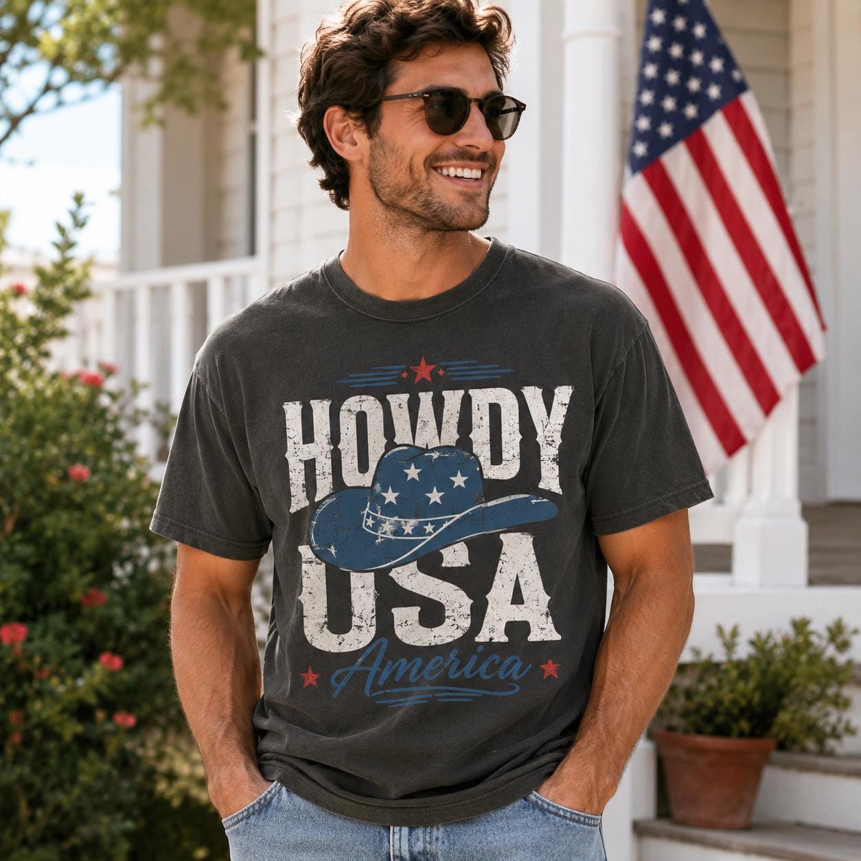 Howdy America Cowboy Hat T-Shirt, Sweatshirt, Hoodie