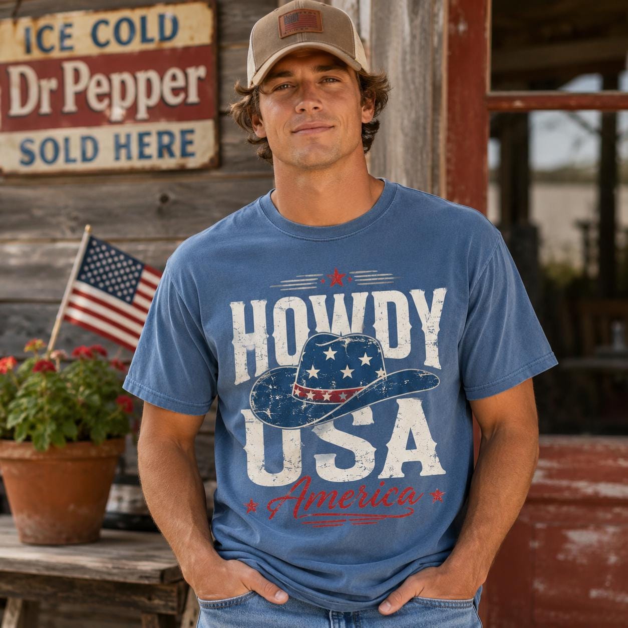 Howdy America Cowboy Hat T-Shirt, Sweatshirt, Hoodie