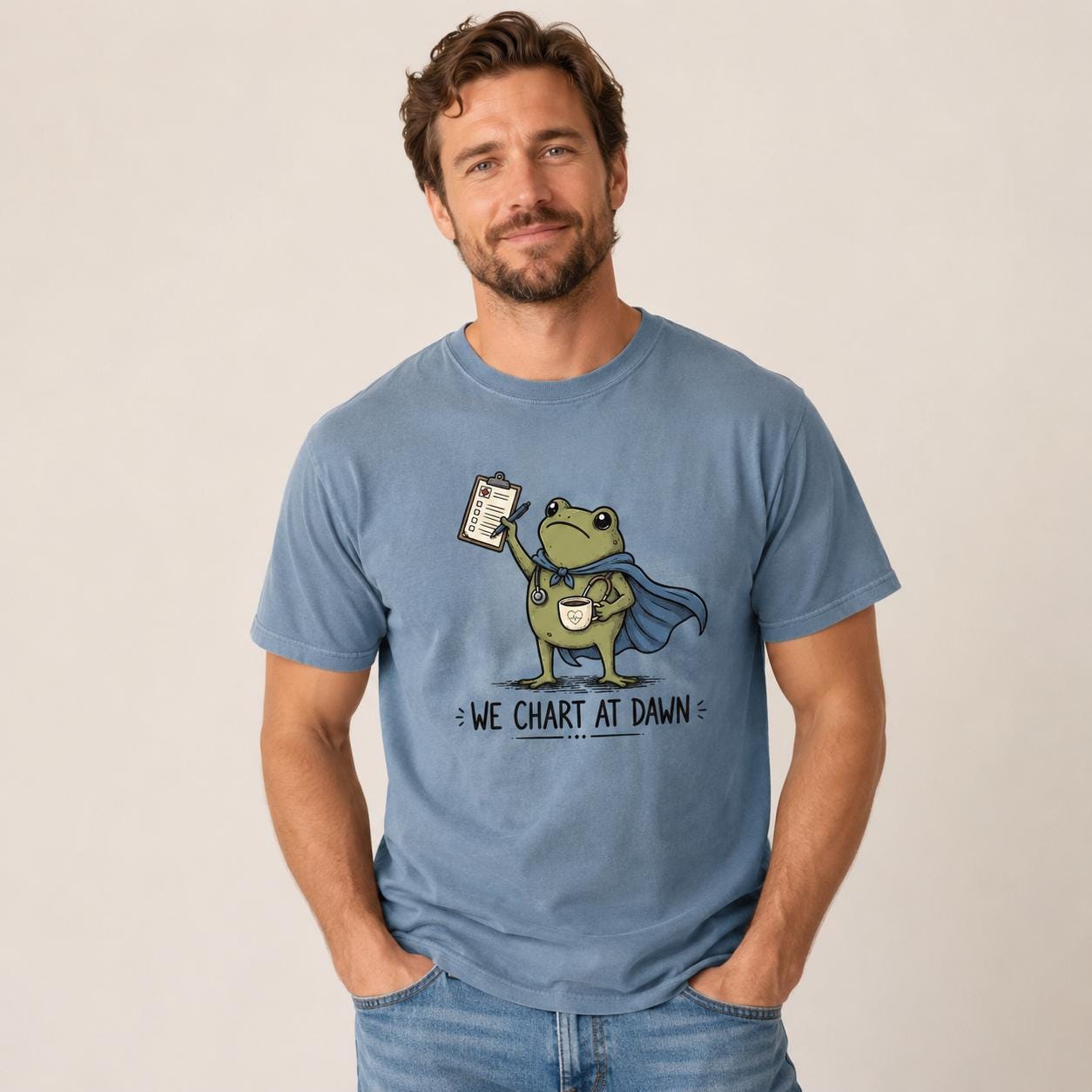 Comfort Colors Frog Nurse Shirt, Funny RN We Chart At Dawn Tee