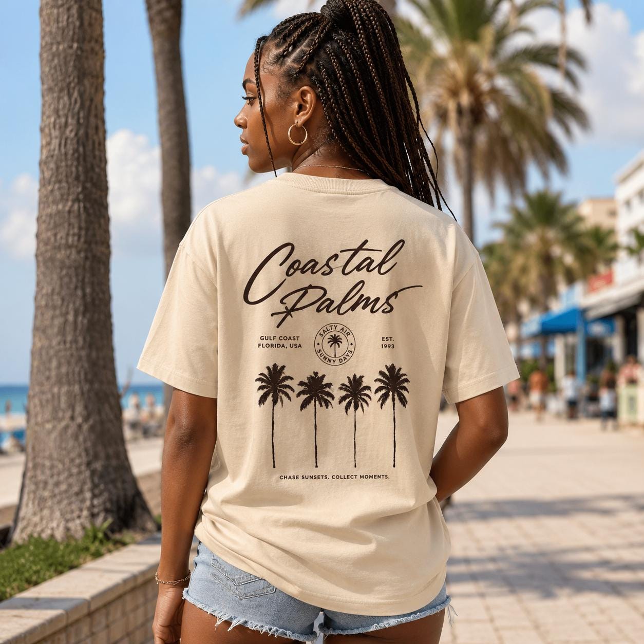 Coastal Palms T-Shirt, West Coast Summer Graphic Tee, Sweatshirt, Hoodie