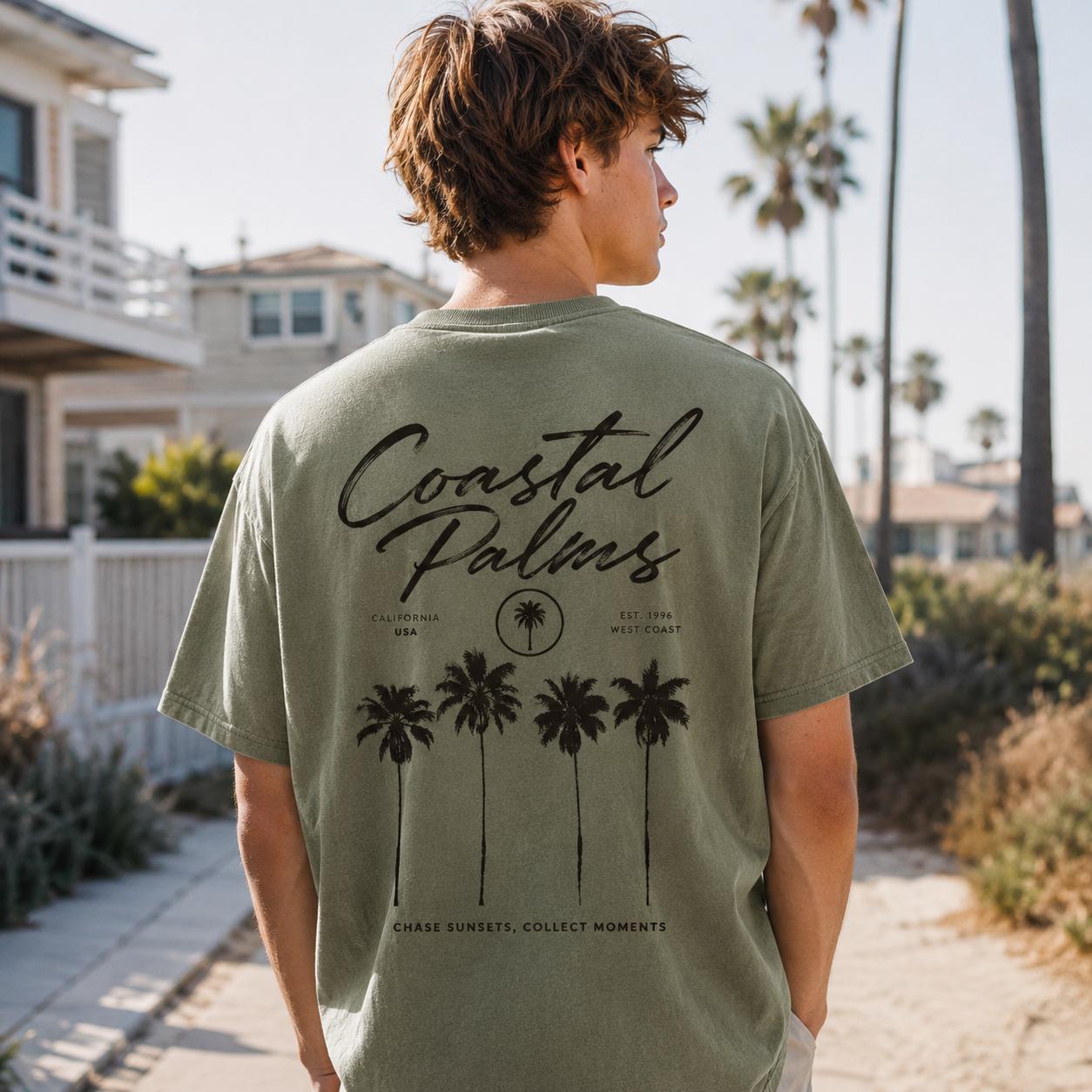 Coastal Palms T-Shirt, West Coast Summer Graphic Tee, Sweatshirt, Hoodie