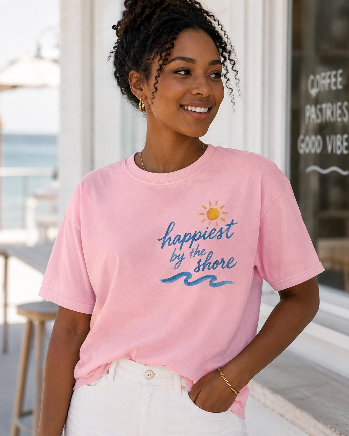 Happiest by the Shore Shirt, Comfort Colors Beach Tee, Sweatshirt, Hoodie