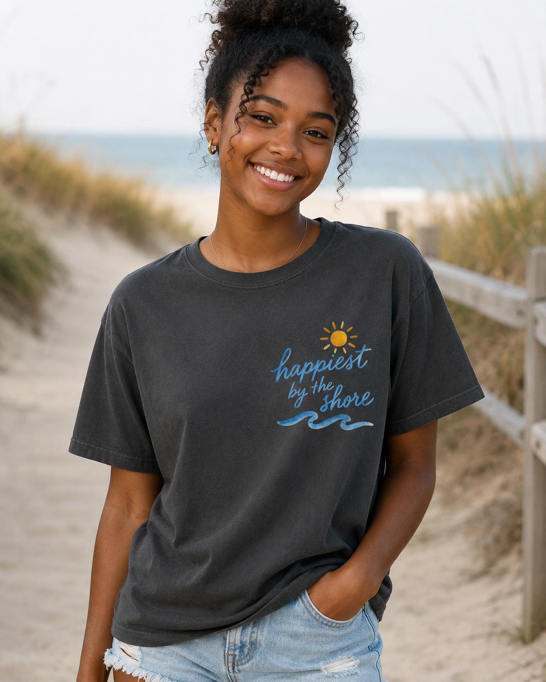 Happiest by the Shore Shirt, Comfort Colors Beach Tee, Sweatshirt, Hoodie