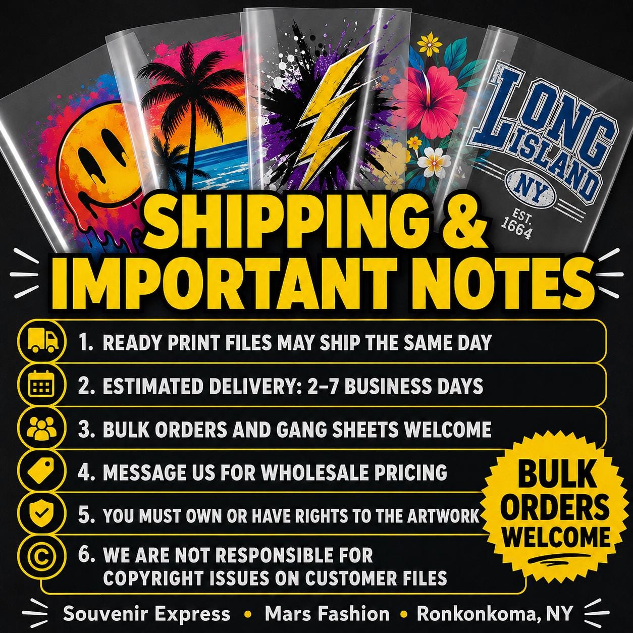 Custom Full Color DTF Heat Transfers, Ready to Apply Prints