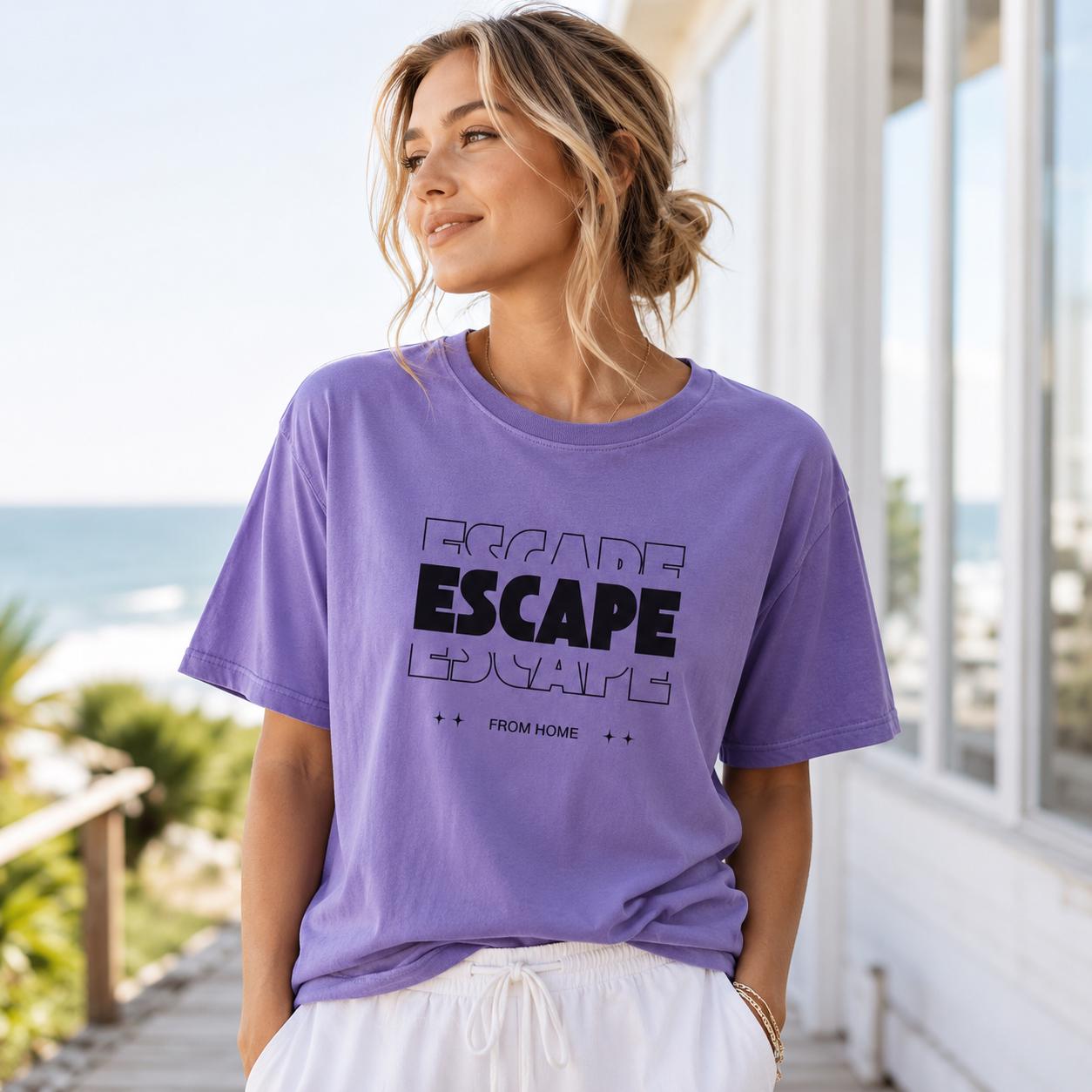 Escape From Home Shirt, Comfort Colors Beach Graphic T-Shirt, Live Life On Beach Tee, Coastal Vacation Summer Tee, Sweatshirt, Hoodie