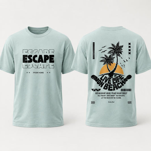 Escape From Home Shirt, Comfort Colors Beach Graphic T-Shirt, Live Life On Beach Tee, Coastal Vacation Summer Tee, Sweatshirt, Hoodie